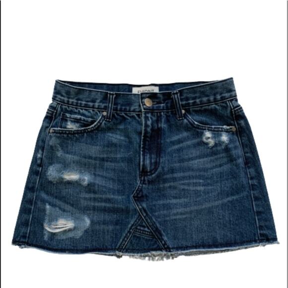 Evidnt LA Jean Skirt Joanna Distressed Frayed Cotton Denim Skirt Size 27 - Picture 1 of 11